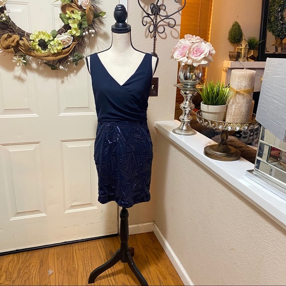 AX Paris Women Chiffon & Sequin V-Neck Mini Dress - Picture 16 of 16